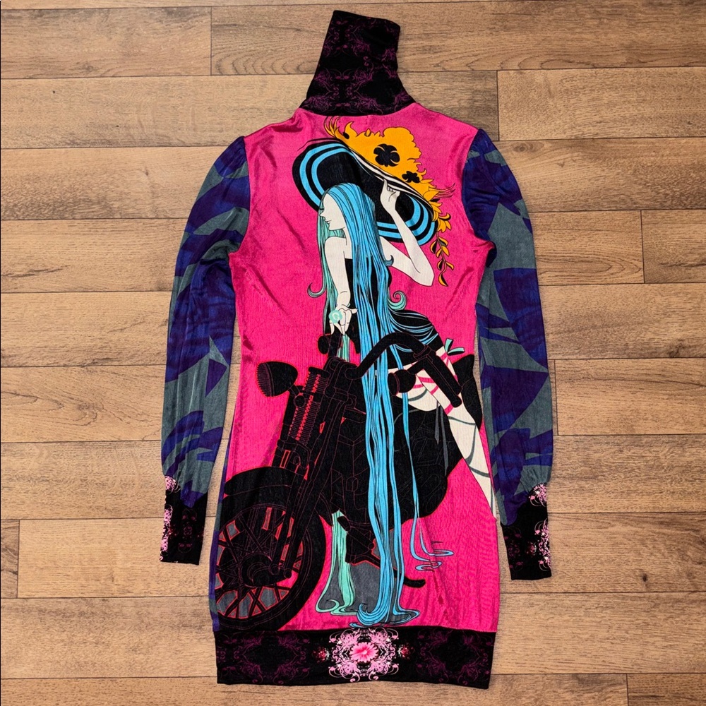 Custo Barcelona Vanity Size 1 Dress Biker Chick Abstract Art Vintage Colorful - Picture 4 of 16